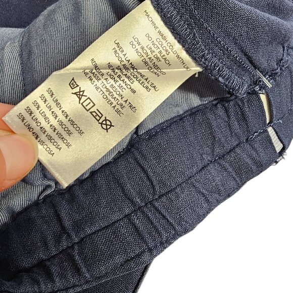 Anthropologie Pilcro Linen Blend Beach Cargo Pants, Blue, Wide Leg, Tie Waist,XL - Picture 5 of 12